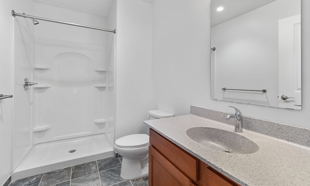 Bathroom area in an apartment at Union on 5th