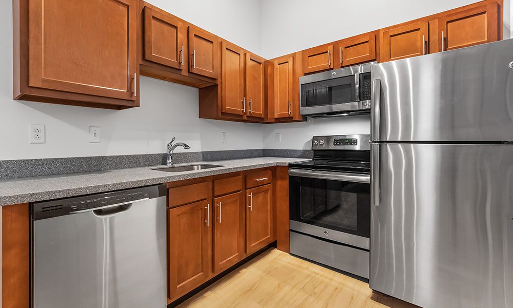 Kitchen Area in an apartment at Union on 5th